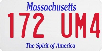 MA license plate 172UM4