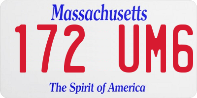 MA license plate 172UM6