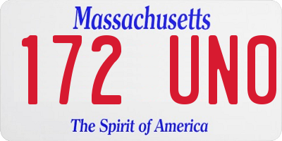 MA license plate 172UN0