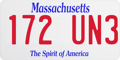 MA license plate 172UN3