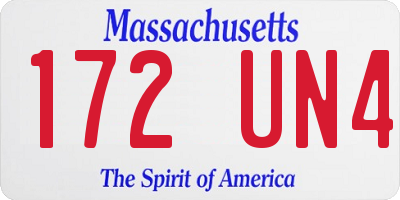 MA license plate 172UN4