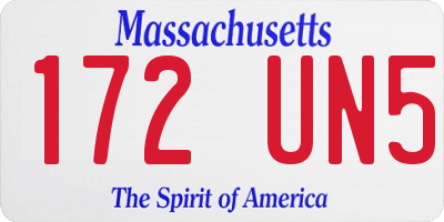 MA license plate 172UN5