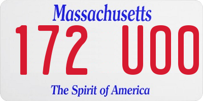 MA license plate 172UO0
