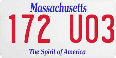 MA license plate 172UO3