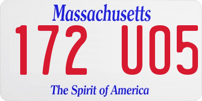 MA license plate 172UO5