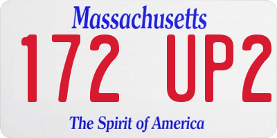 MA license plate 172UP2