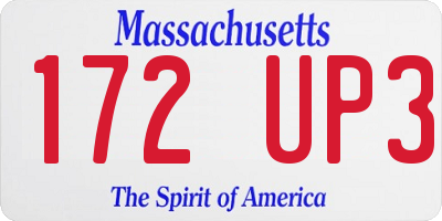 MA license plate 172UP3
