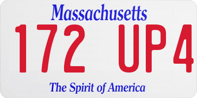 MA license plate 172UP4