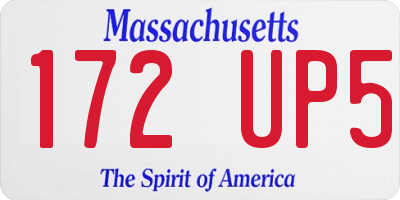 MA license plate 172UP5