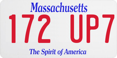 MA license plate 172UP7