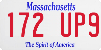 MA license plate 172UP9
