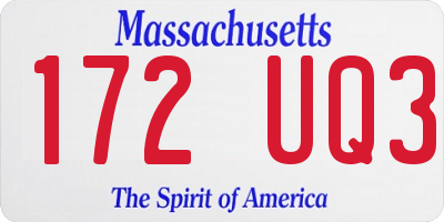 MA license plate 172UQ3