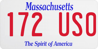 MA license plate 172US0
