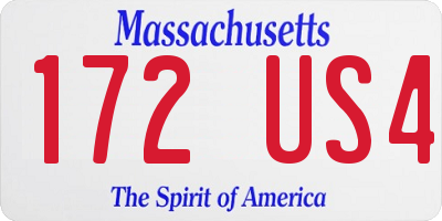 MA license plate 172US4