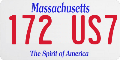 MA license plate 172US7