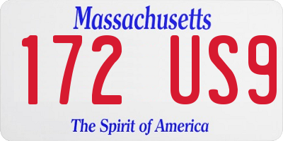 MA license plate 172US9