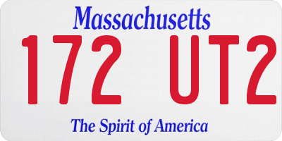 MA license plate 172UT2