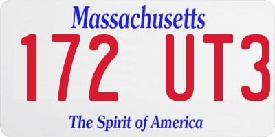 MA license plate 172UT3