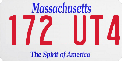 MA license plate 172UT4