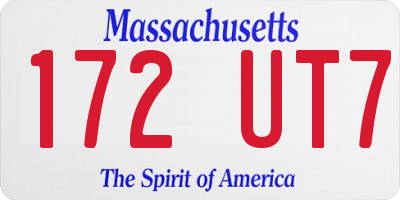 MA license plate 172UT7