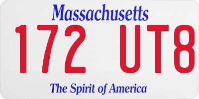 MA license plate 172UT8