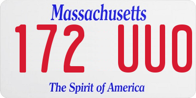 MA license plate 172UU0