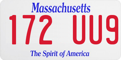 MA license plate 172UU9
