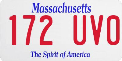 MA license plate 172UV0