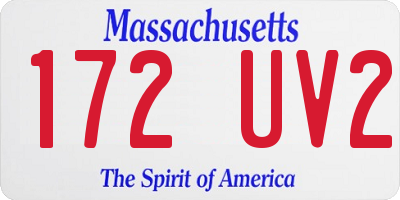 MA license plate 172UV2