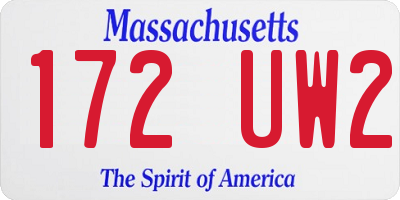 MA license plate 172UW2