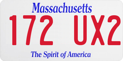 MA license plate 172UX2