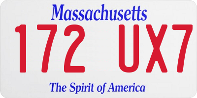MA license plate 172UX7