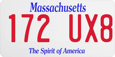 MA license plate 172UX8