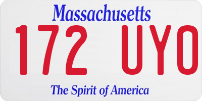 MA license plate 172UY0