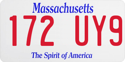 MA license plate 172UY9