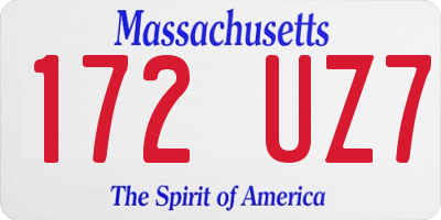 MA license plate 172UZ7