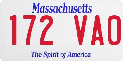 MA license plate 172VA0
