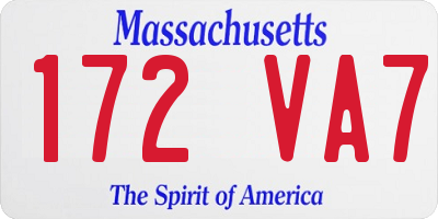 MA license plate 172VA7