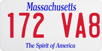 MA license plate 172VA8