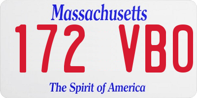 MA license plate 172VB0