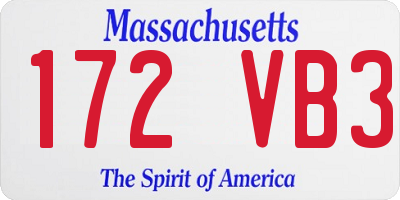 MA license plate 172VB3