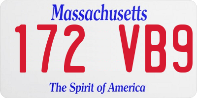 MA license plate 172VB9