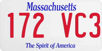 MA license plate 172VC3