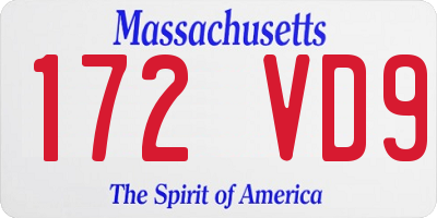 MA license plate 172VD9