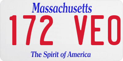 MA license plate 172VE0