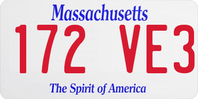 MA license plate 172VE3
