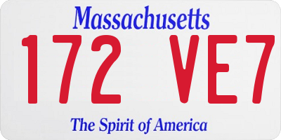 MA license plate 172VE7