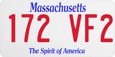 MA license plate 172VF2