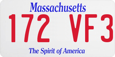 MA license plate 172VF3