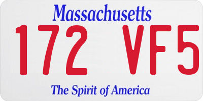 MA license plate 172VF5